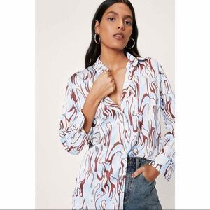 NWT Nasty Gal swirl print button front shirt size Small